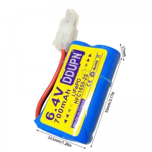 6.4V 2S 700mAh HFC1650-2S锂电池 KET-2P正向公头 6.4V 2S 700mAh HFC1650-2S锂电池 KET-2P正向公头