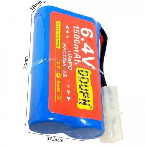 6.4V 2S 1500mAh 锂电池 KET-2P母端插头